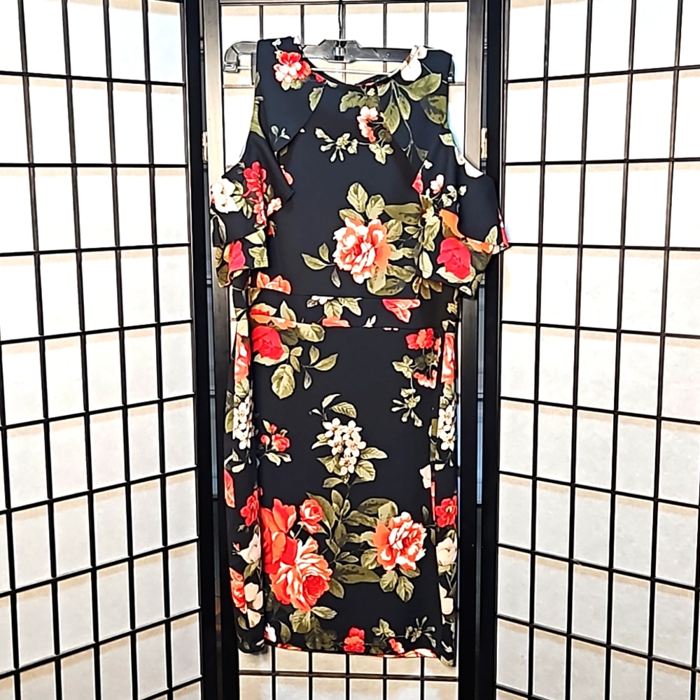 Black Floral Midi Dress